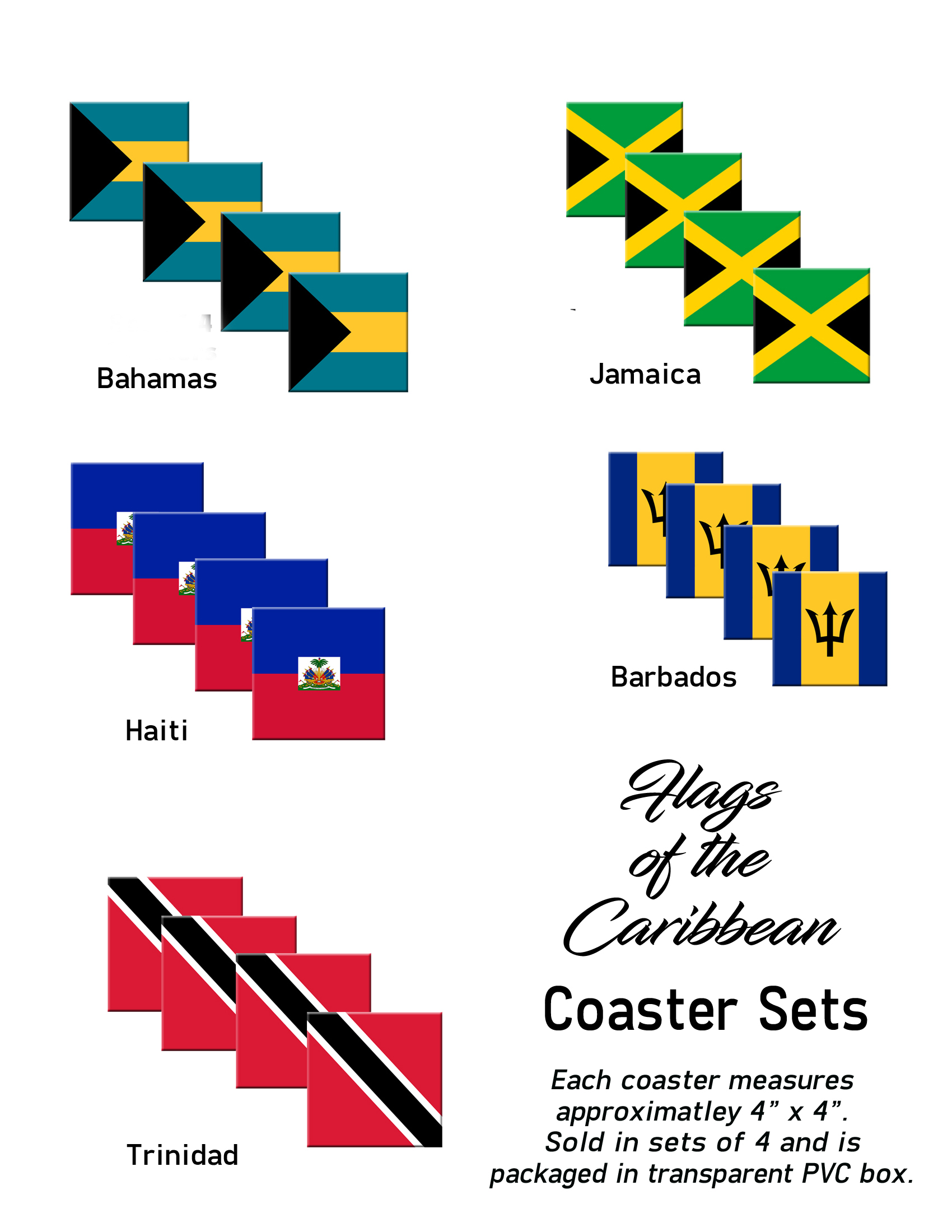 Montserrat Flag Set of 4 Coasters 