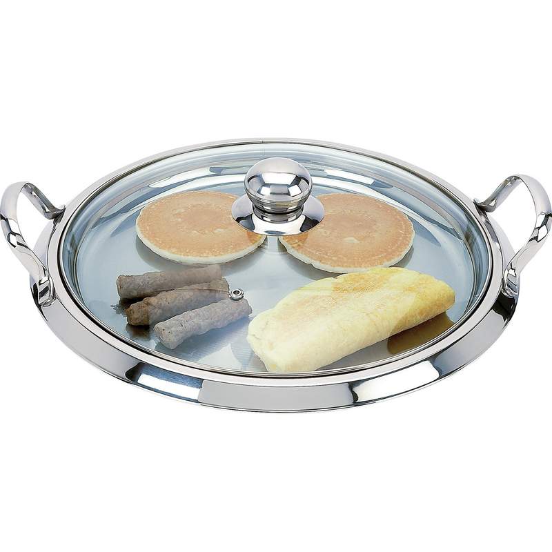 Chef's Secret 5-Ply Stainless-Steel Pancake Pan/Griddle with See Through  Glass Lid